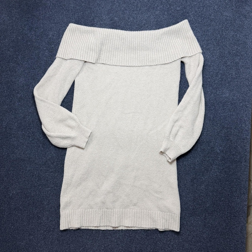 American Eagle Sweater Dress Womens XL White Off Shoulder Knit Long Sleeve Short